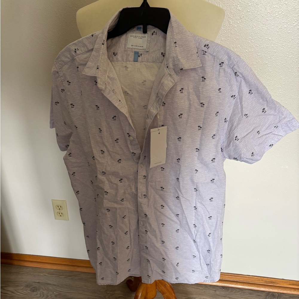 Denim & Flower Men's Light Blue Casual Button Down Shirt